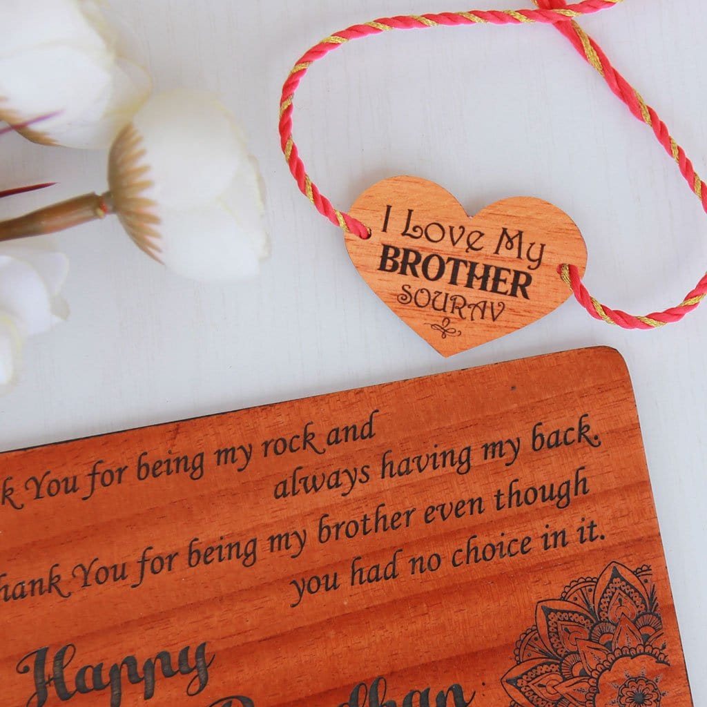I Love My Brother Personalised Wooden Rakhi & Greeting Card| Buy ...