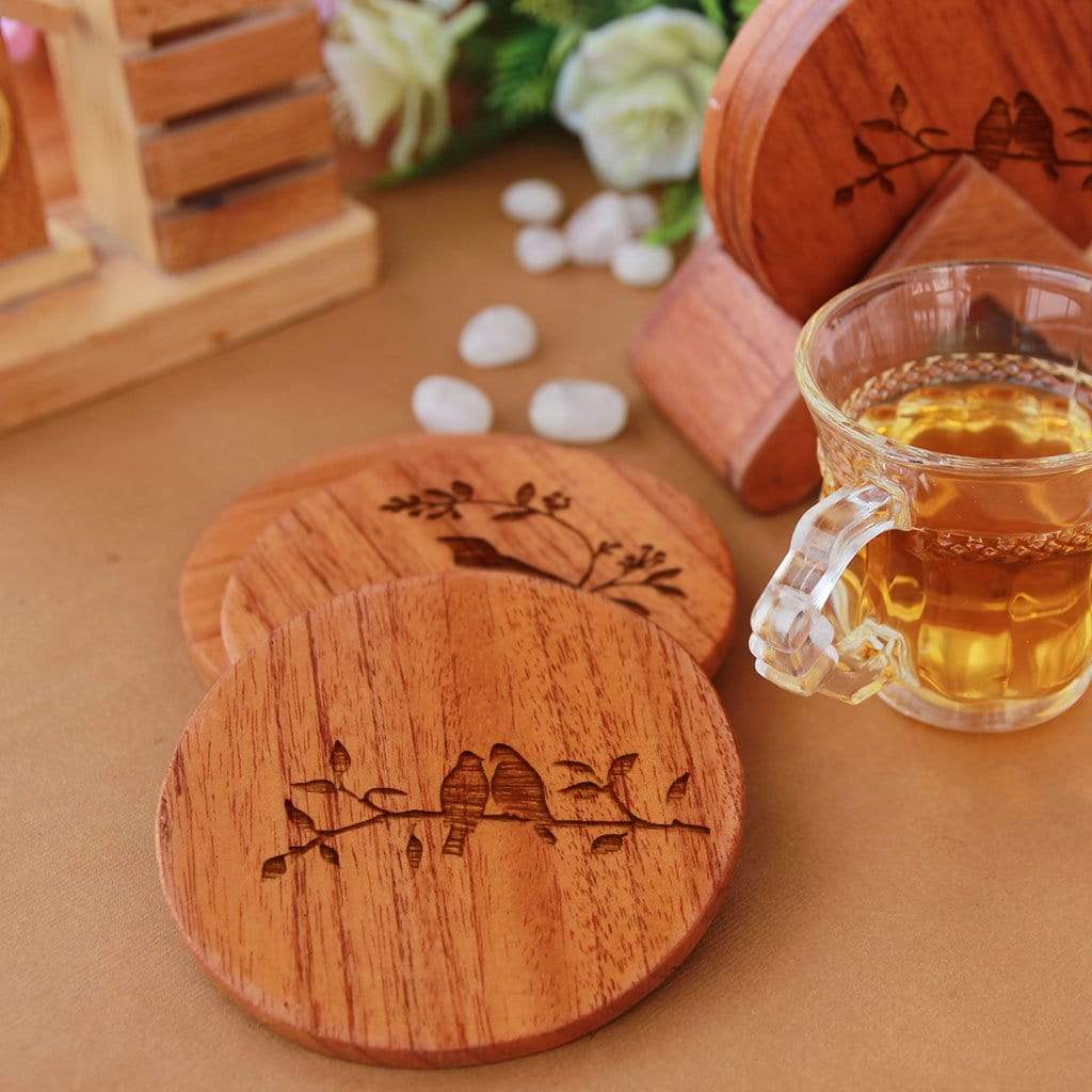 Muellery Wooden Drink Coasters Rustic Square Coasters for Drinks Cup Holder  Wood Set 2p TPKS120321