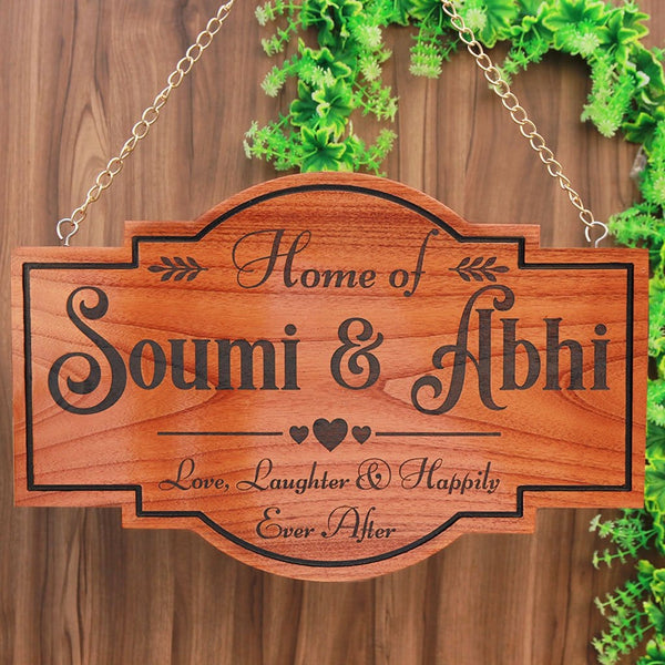 Personalized Home Sign For Couples Name Signs Hanging Wooden Sign 4730