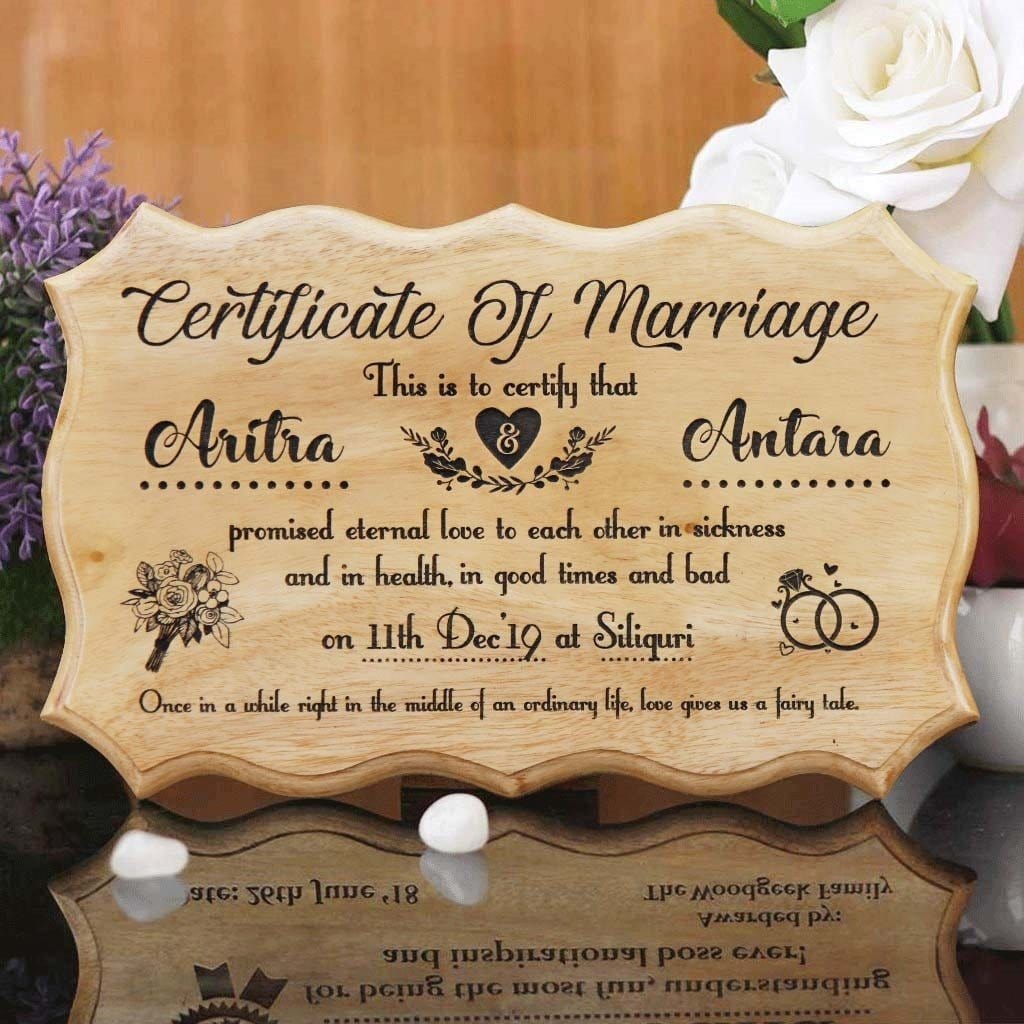 Personalised Wooden Marriage Certificate| Marriage Gift| Wedding ...