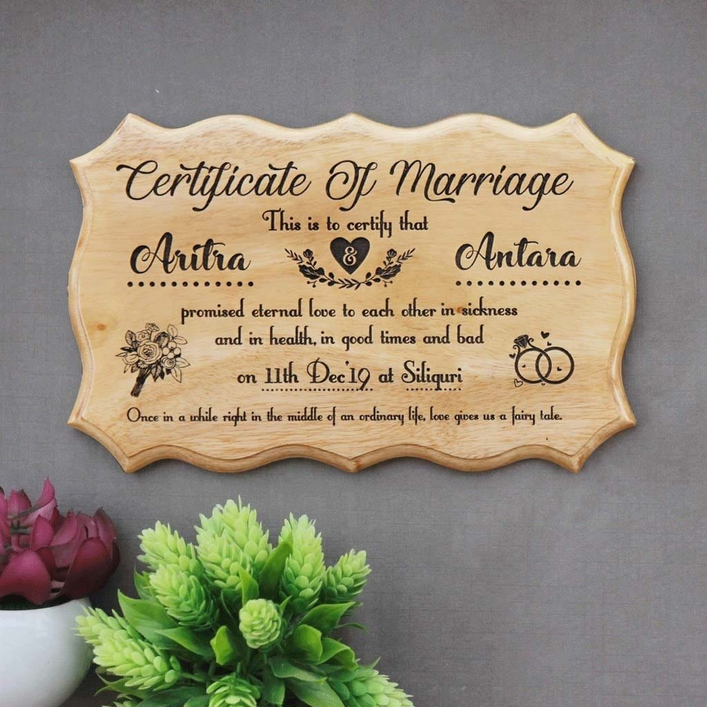 Personalised Wooden Marriage Certificate| Marriage Gift| Wedding ...