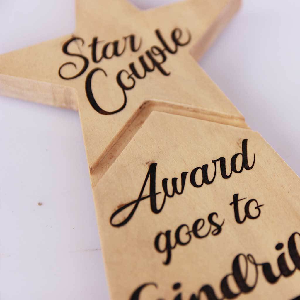 Star Couple Wooden Trophy & Award Gifts For Couples Star Trophy