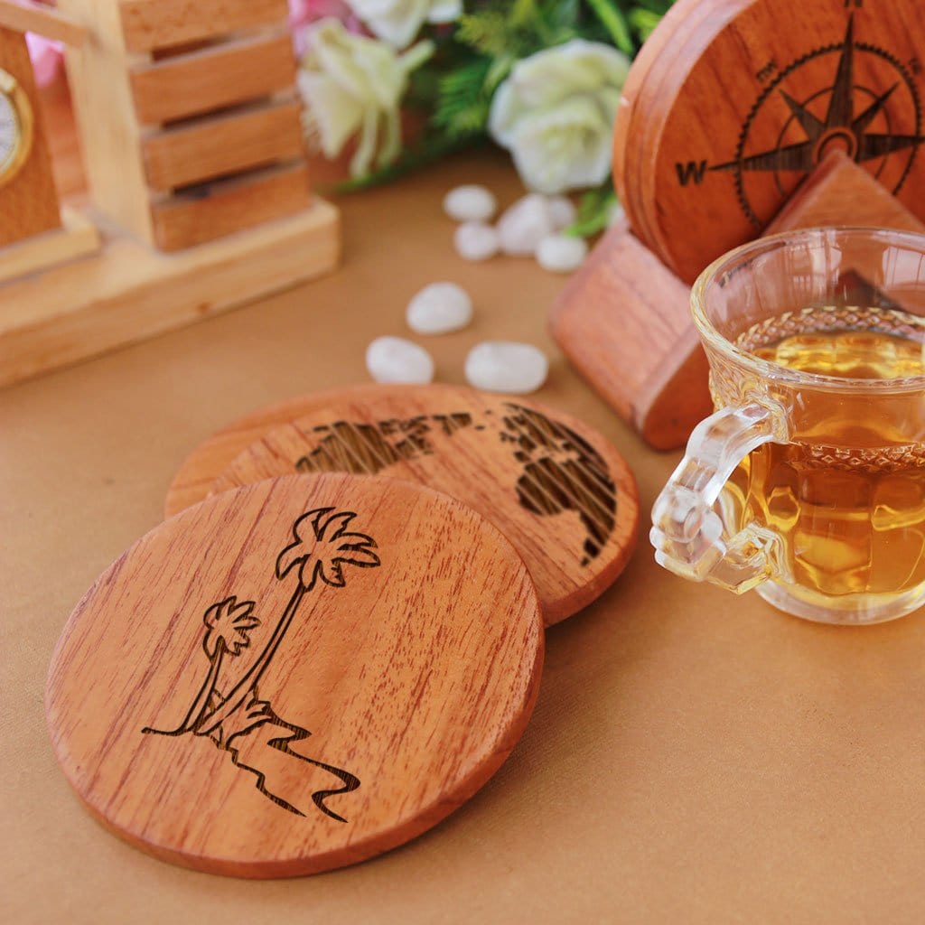 Muellery Wooden Drink Coasters Rustic Square Coasters for Drinks Cup Holder  Wood Set 2p TPKS120321