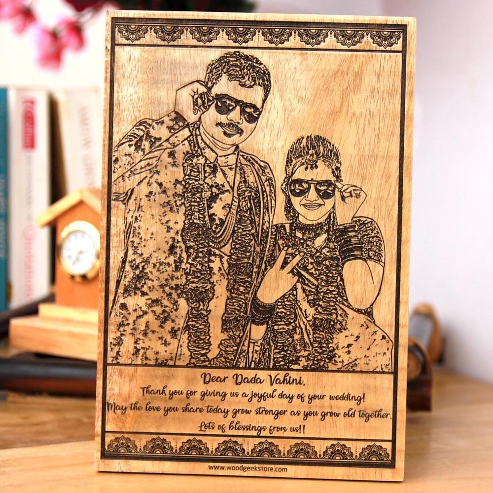 Happy Married Life Photo On Wood| Wood Frame| Wedding Gifts For ...