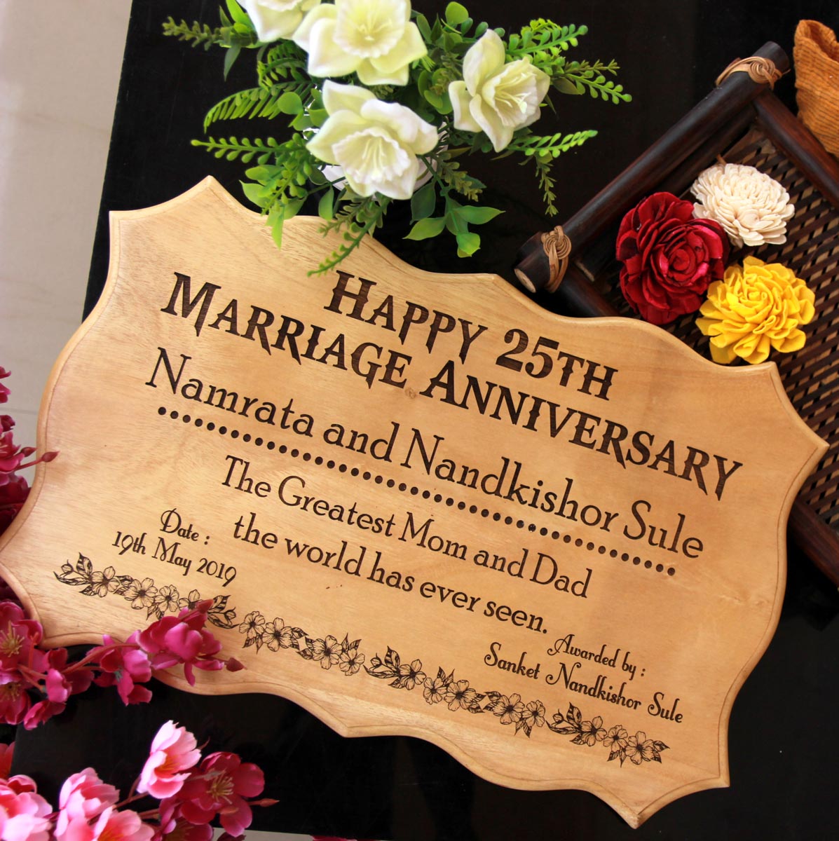 25th Wedding Anniversary Engraved Wood Sign | Anniversary Gift ...