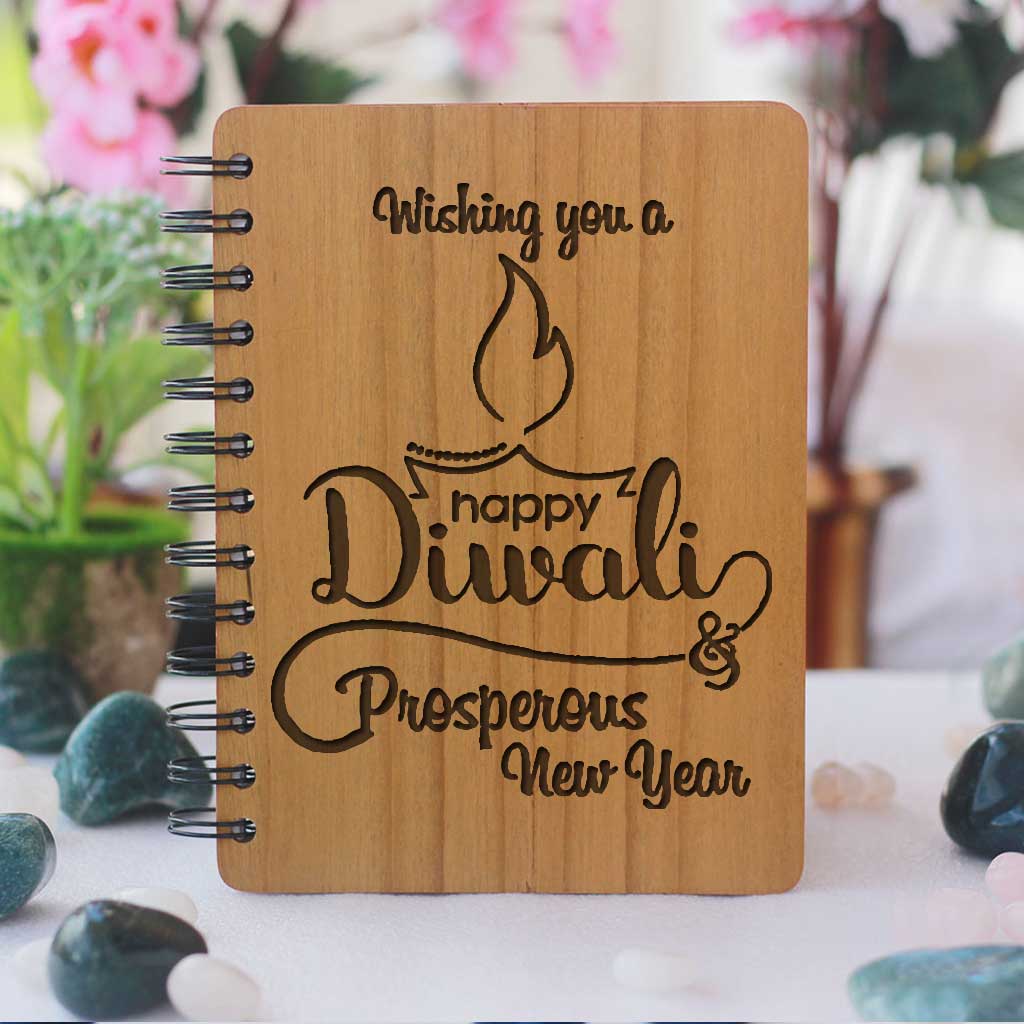 Happy Diwali Wooden Notebook | Useful Diwali Gifts | Best Diwali ...