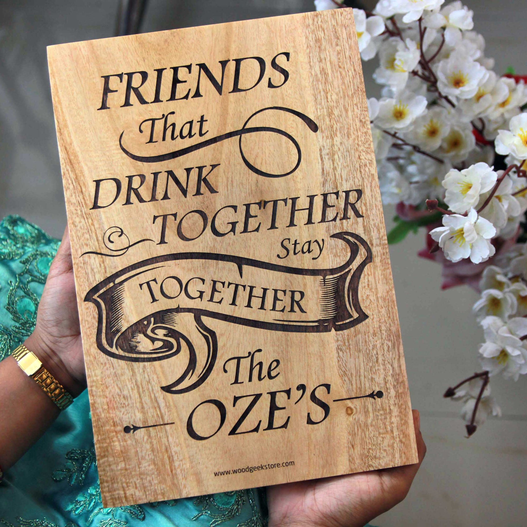 Friends Are The Family We Choose  Engraved Friendship Quote On Wood -  woodgeekstore