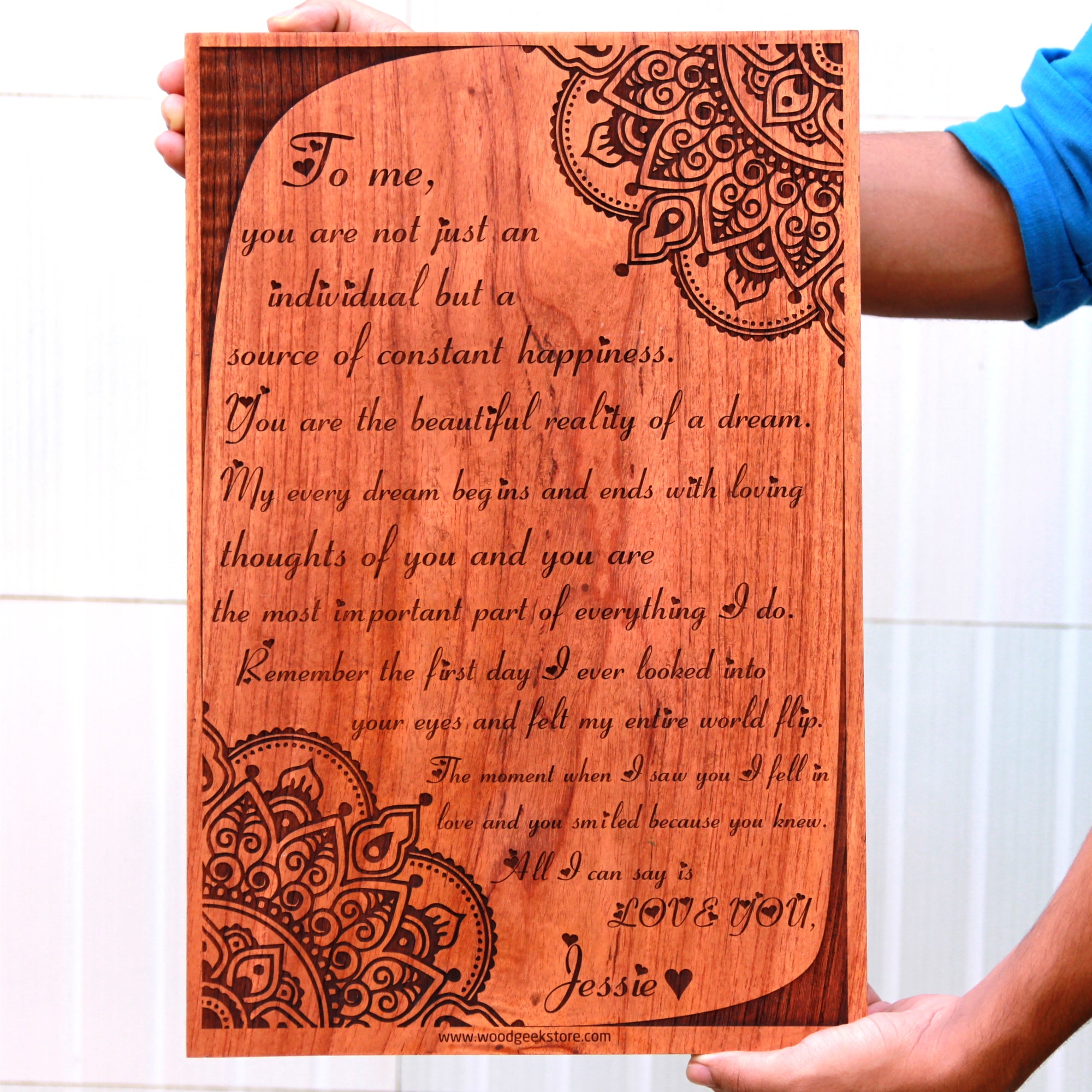 Love Letter For Husband & Wife Engraved In Wood