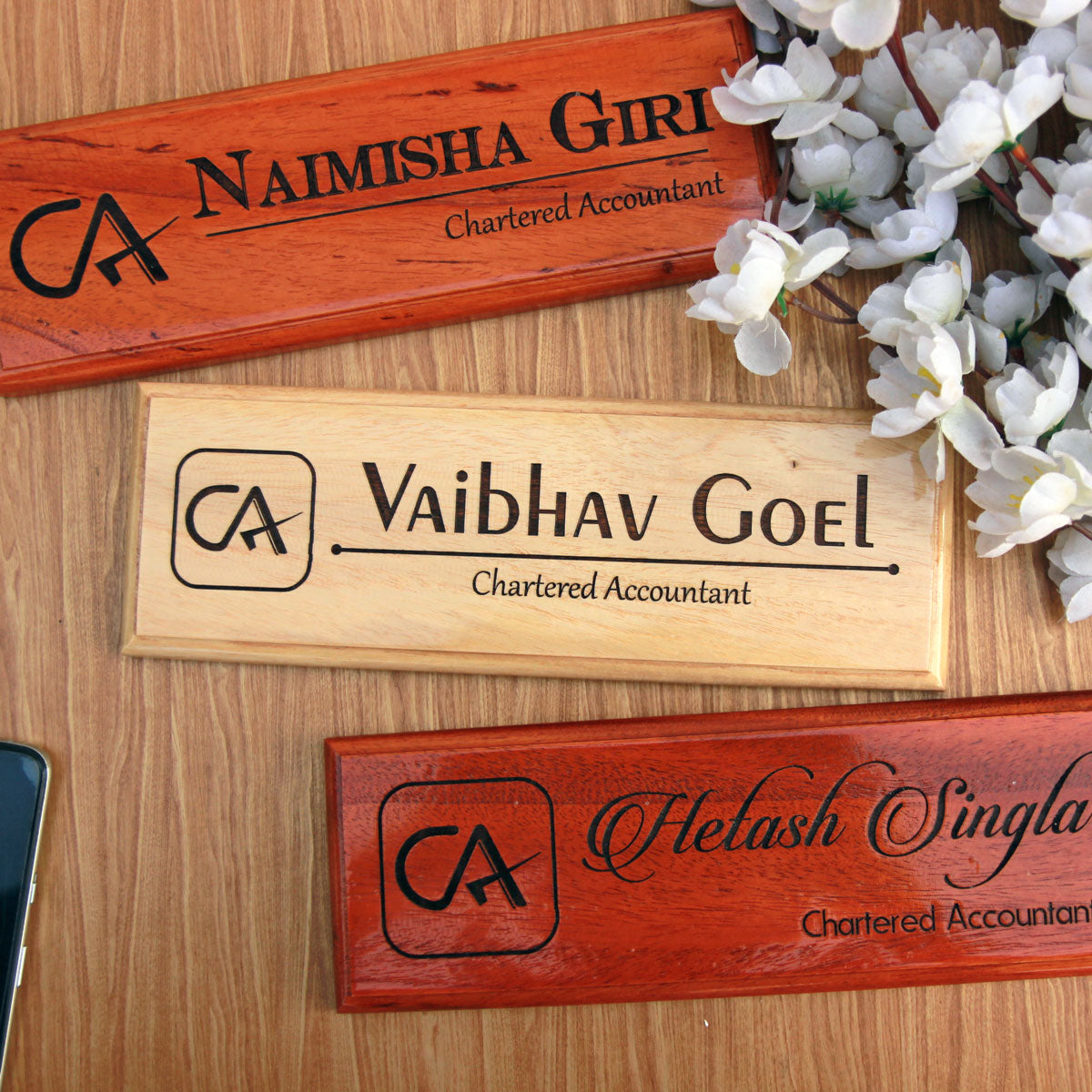 Personalized Wooden Nameplate for Chartered Accountants | Wood ...
