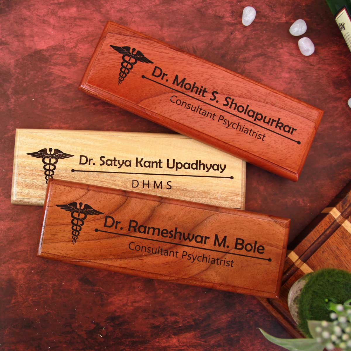 Personalized Wooden Nameplate for Doctors | Wood Desk & Door Name ...