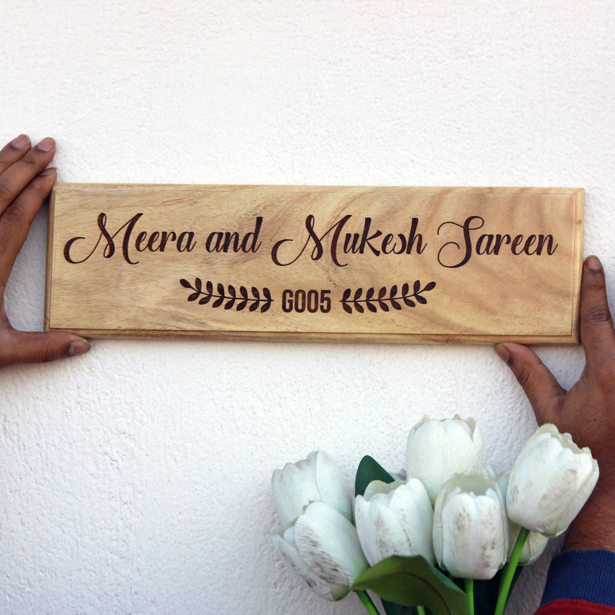 Custom Wooden House Nameplates for Husband & Wife & Newly Weds ...