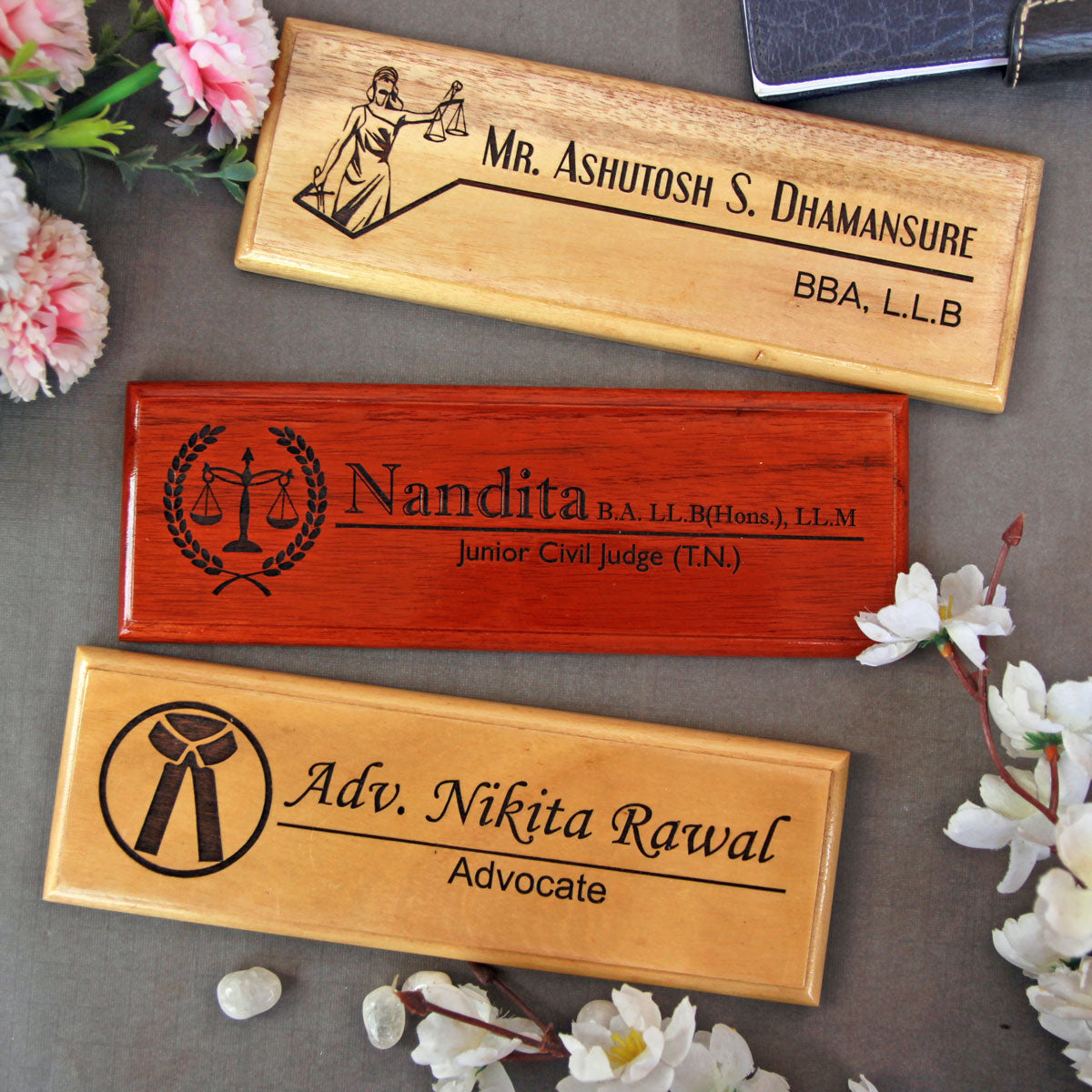 Personalized Wooden Nameplate for Lawyers | Desk & Door Name Signs ...