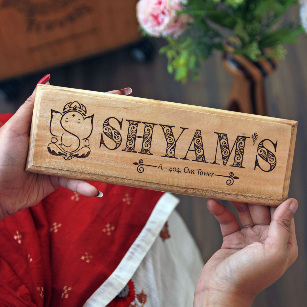 Auspicious Name Plates| Wooden Name Board| House Nameplates With ...