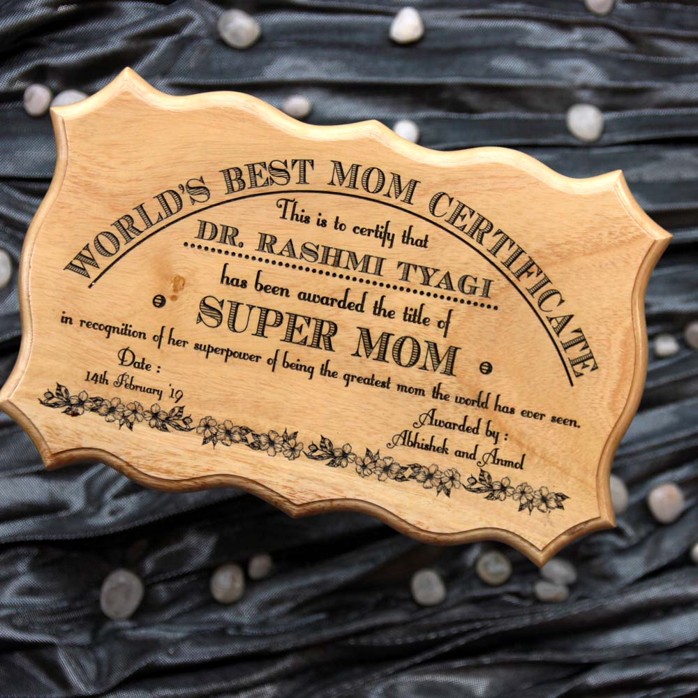 Custom World's Best Mom Wooden Certificate| Mother's Day Gifts for ...