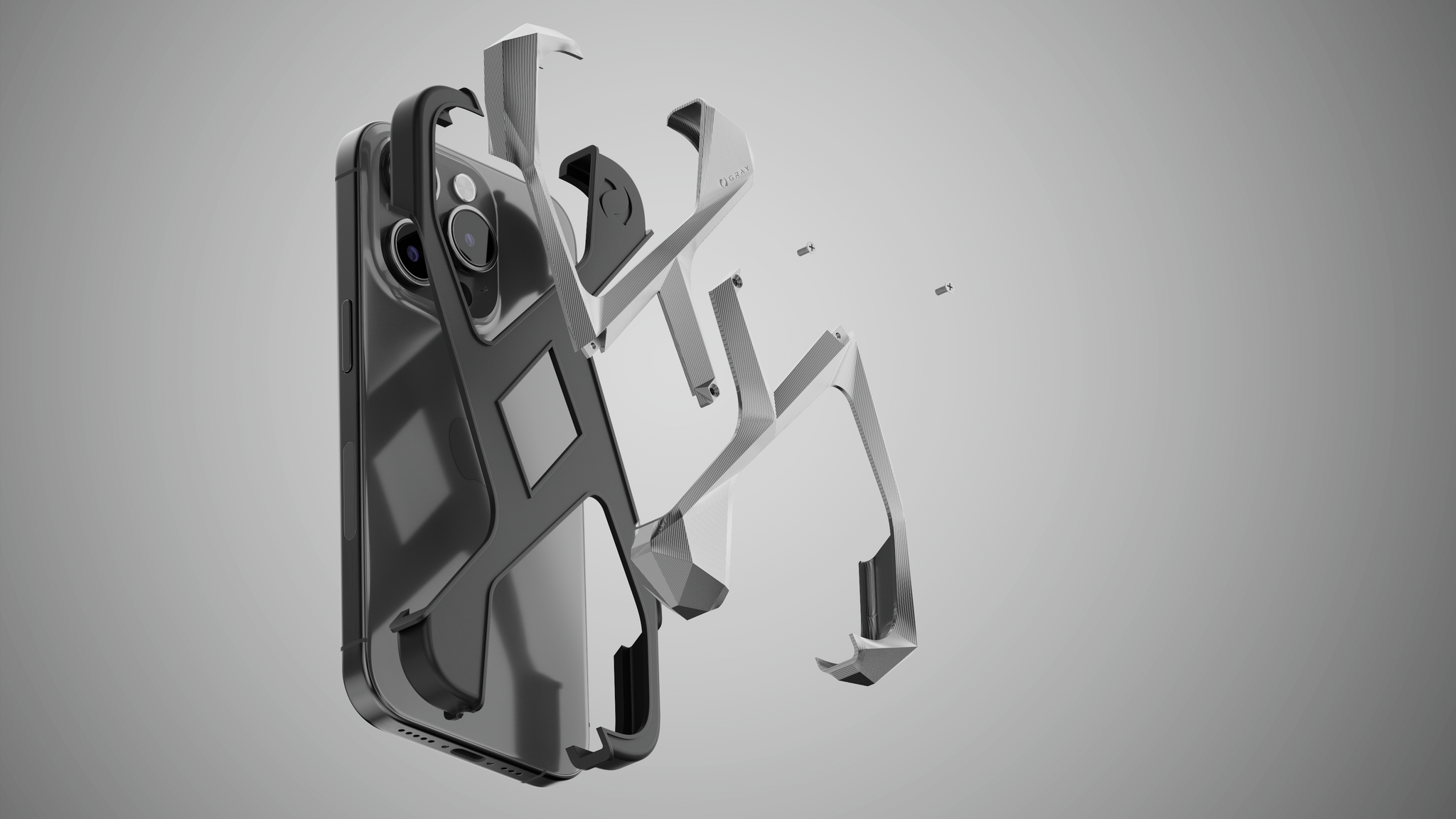 alter ego luxury titanium iPhone 15 pro case disassembled angle