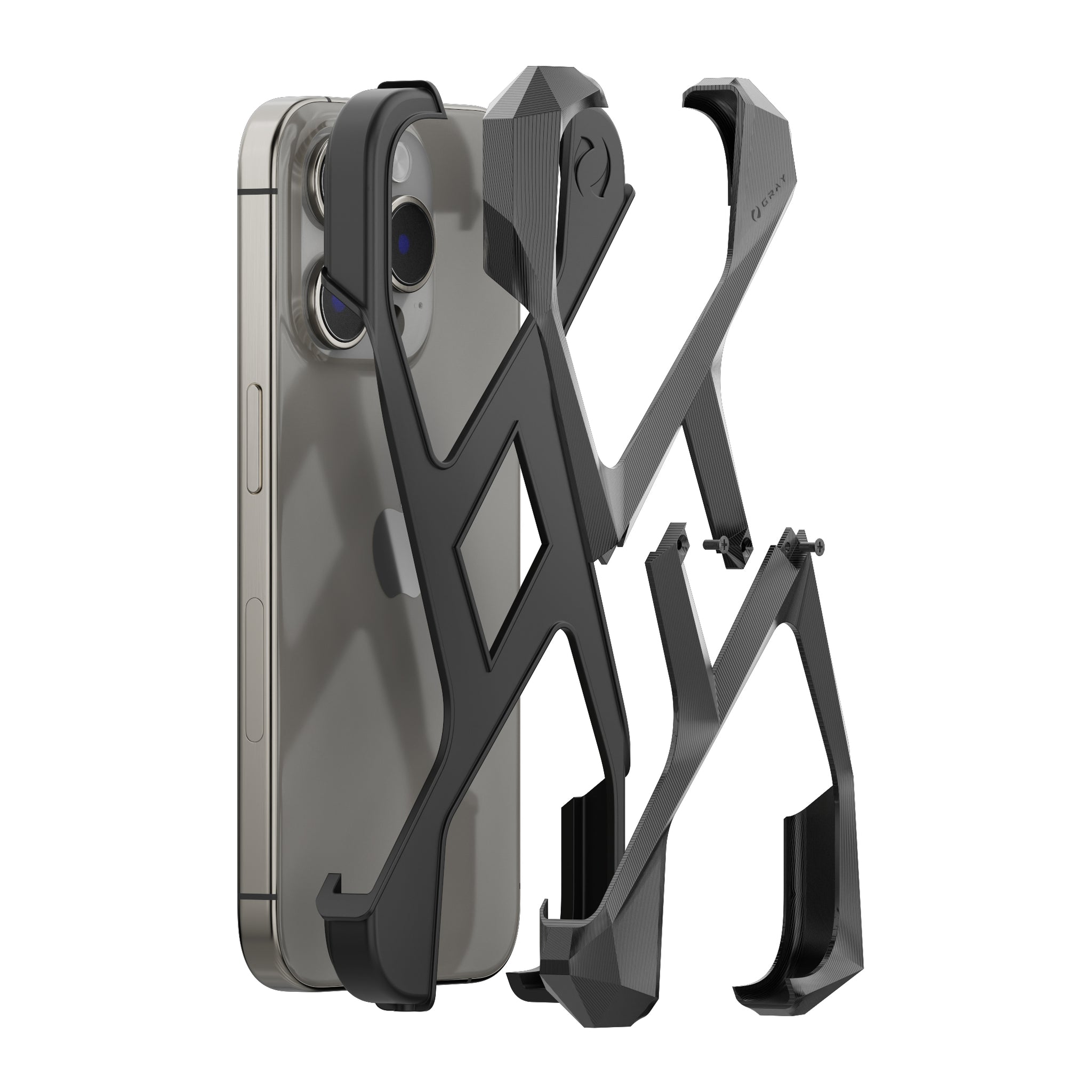 alter ego metal titanium iPhone 15 pro case in layers