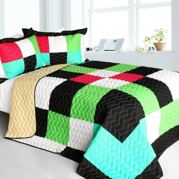 Green Black White Turquoise Hot Pink Geometric Teen Bedding Full Que Kidsroomtreasures Com