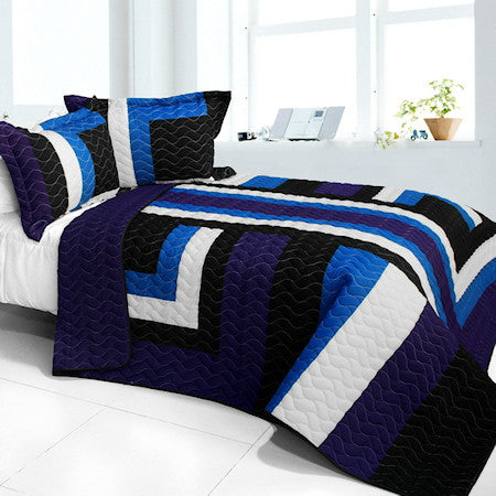 black and blue quilt