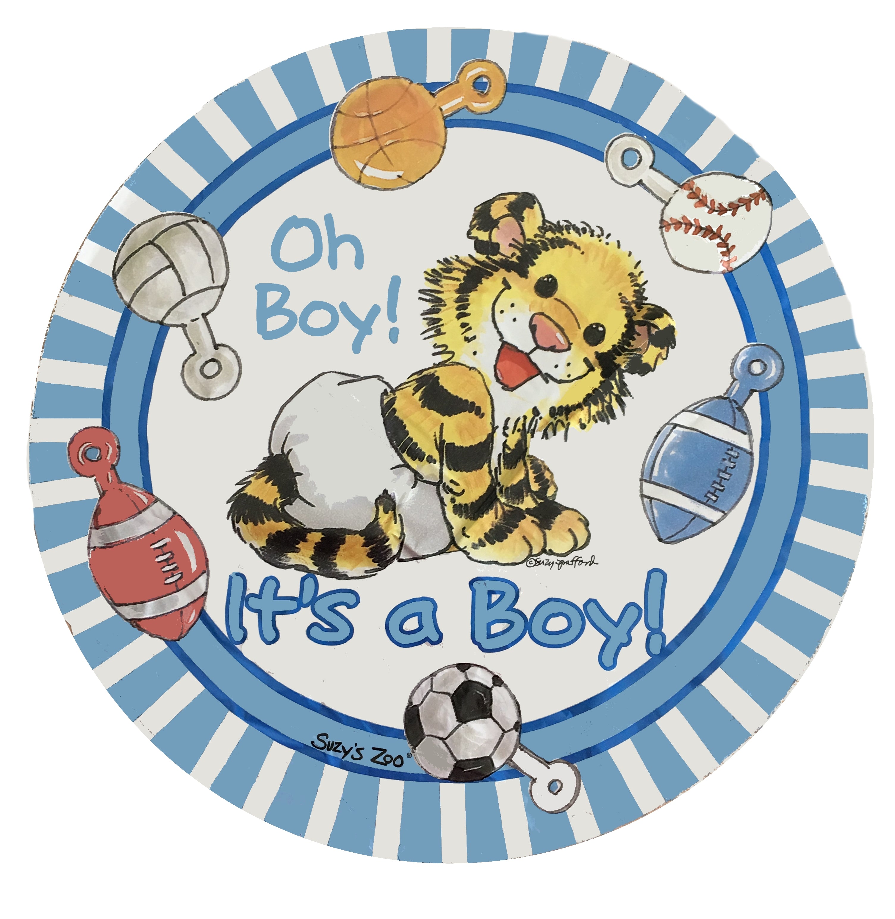 Suzy S Zoo It S A Boy Baby Tiger 18 Blue Welcome Baby Balloon Kidsroomtreasures Com