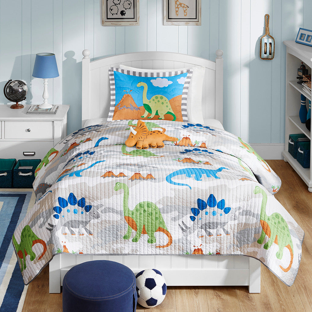 Friendly Dinosaur Beddding Twin Full Queen Little Boys Quilt Set Bedsp Kidsroomtreasures Com