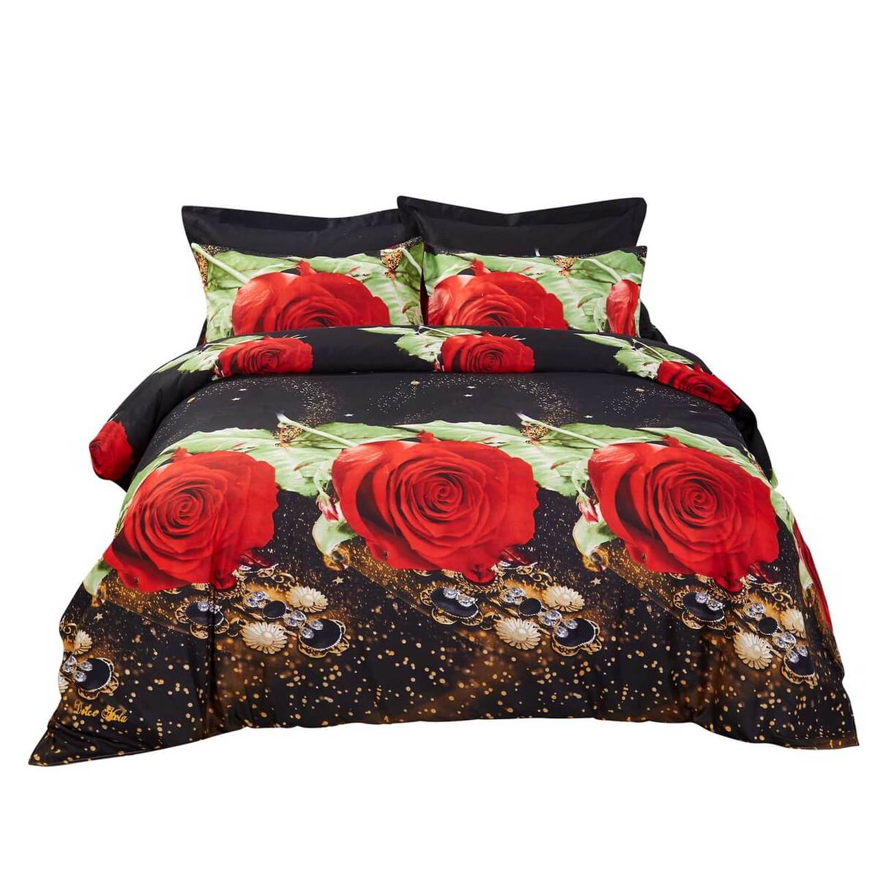 red and black rose comforter