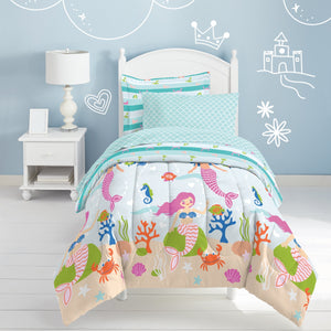 Mermaid Dreams Girl Bedding Twin or Full Comforter Set Bed in a Bag Ensemble