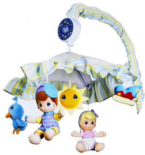 NEW Vintage Precious Moments Crib Musical Mobile for Baby Nursery Precious Babies - Boy Girl Bird Butterfly & Sun