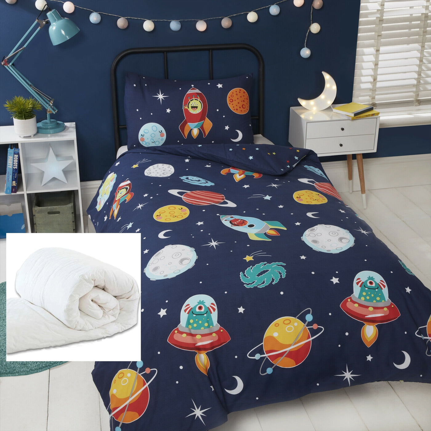 Space Rockets Alien Ufos Glow In The Dark Duvet Kids Bedding Twin Or F Kidsroomtreasures Com