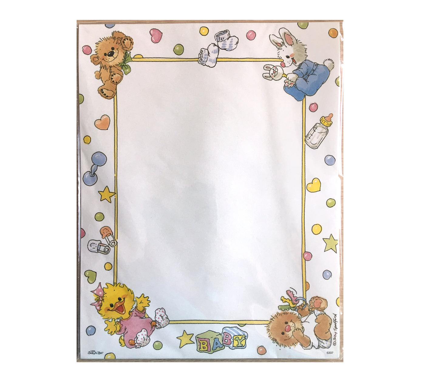 Suzy's Zoo Babies Computer Stationery Set 2 CT 8 1/2" x 11