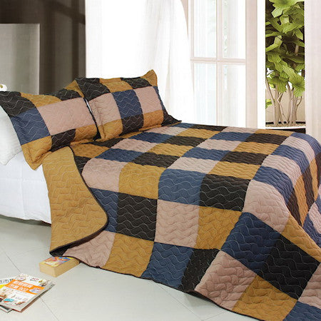 Brown Navy Blue Patchwork Teen Boy Bedding Full Queen Quilt Set Over Kidsroomtreasures Com