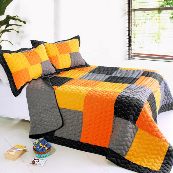 Black Orange Grey Patchwork Teen Boy Bedding Full Queen Quilt Set Colo Kidsroomtreasures Com