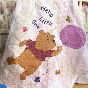 Walt Disney Winnie The Pooh Bear & Balloon Baby Nursery Crib Quilt Bla –