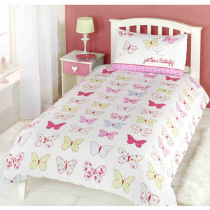 Floral Ribbons & Embroidery White Cotton Twin Bed Sheet Set for Girls –