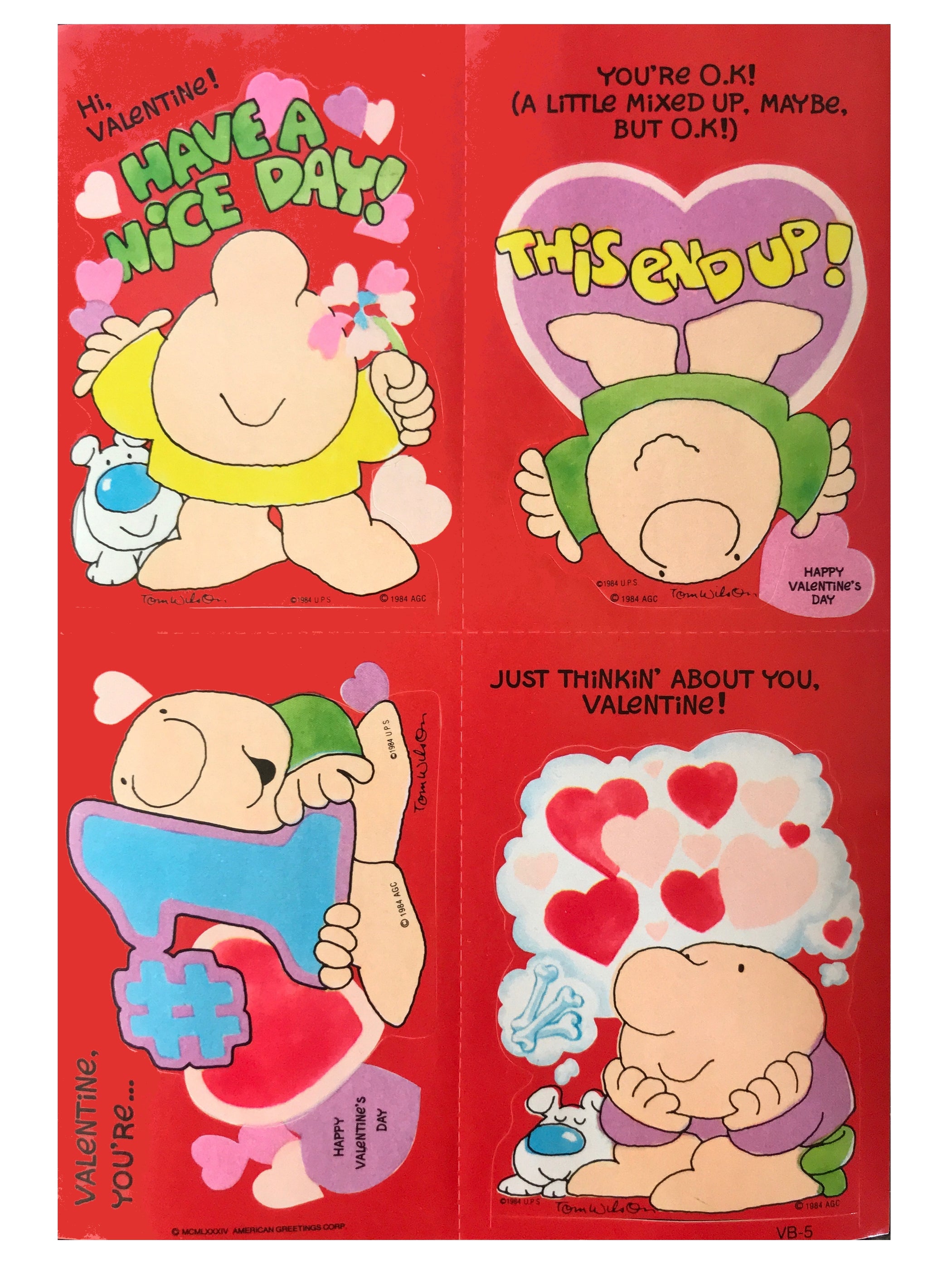 Vintage Ziggy Valentine Cards With Sticker And Envelopes 4 Ct Tom Wilson 6814