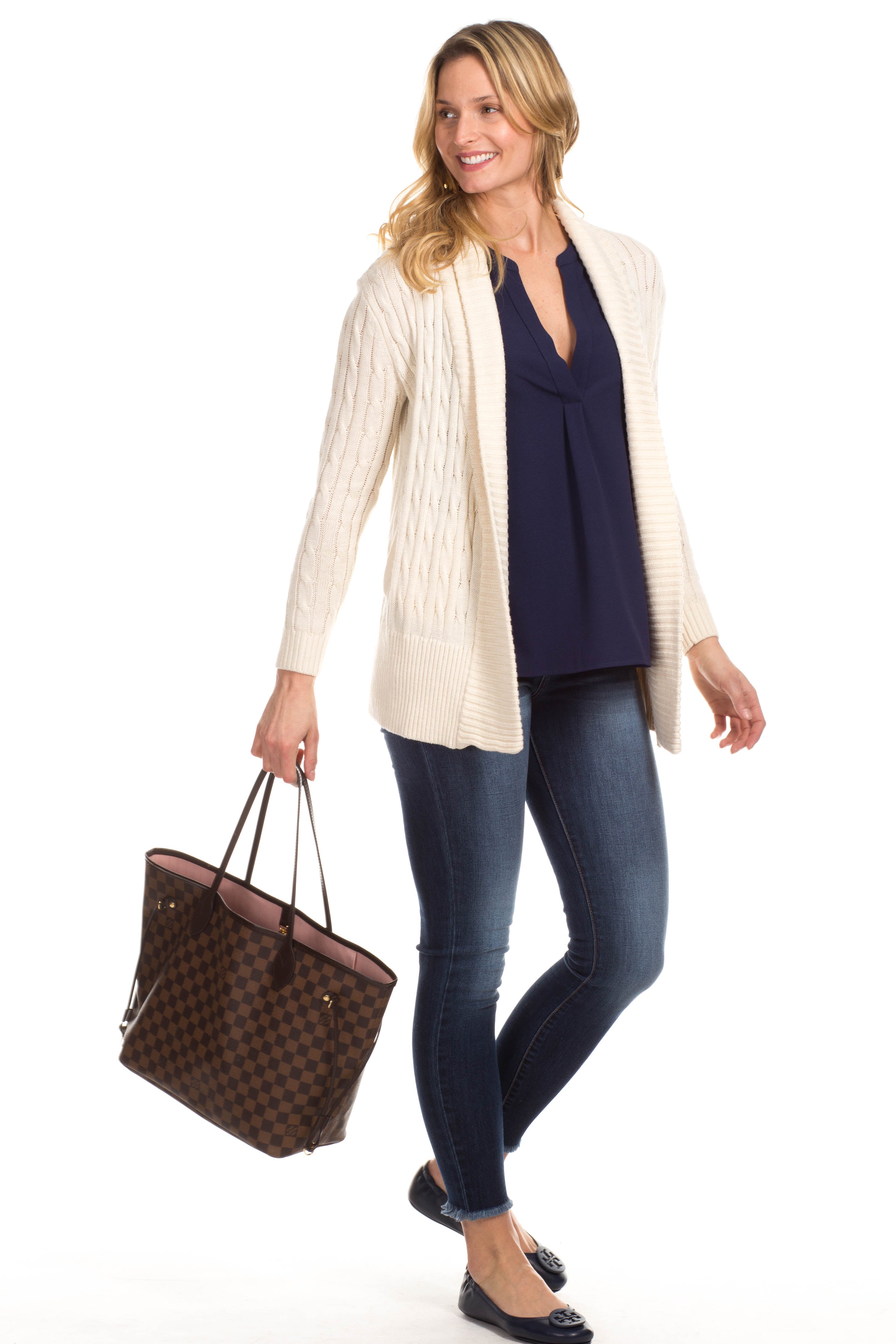 Campbell Cashmere Blend Cardigan in Ivory