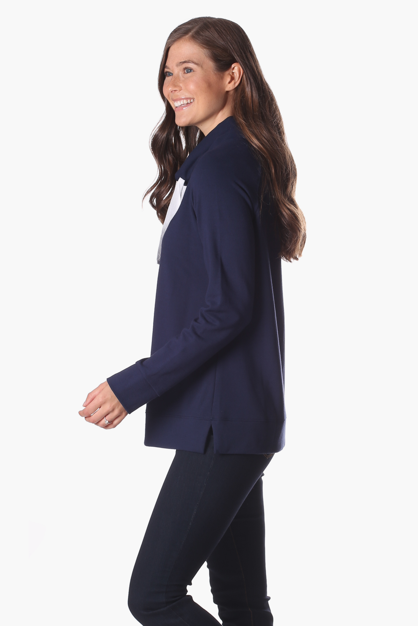 Finley Funnel Neck in Navy