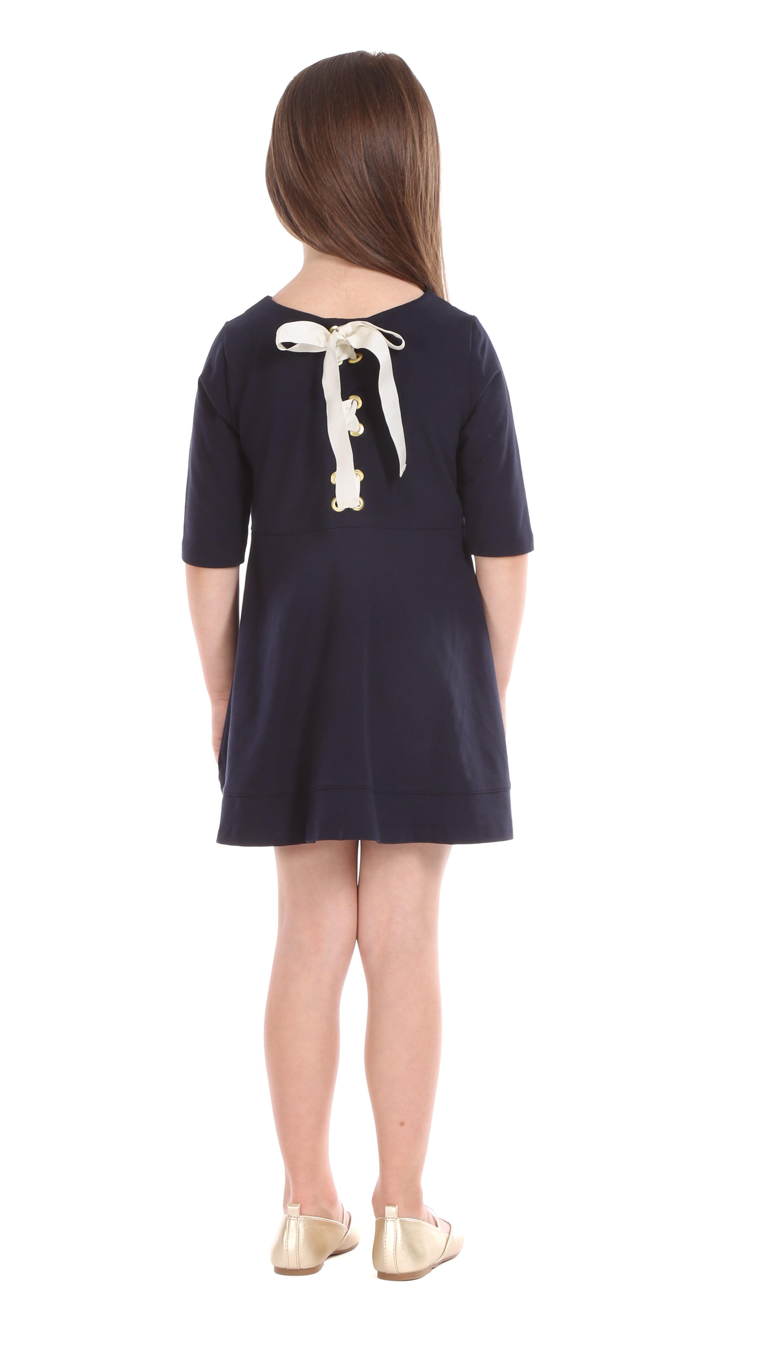 Girls Lenora Dress in Navy