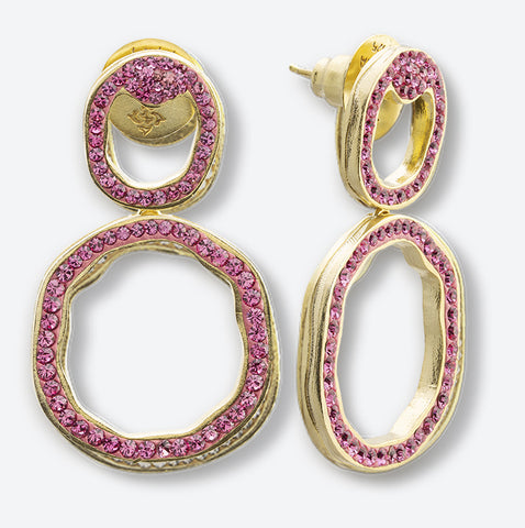 La Costa Organic Jewelry Semi Circle Earrings Dark Pink / Gold