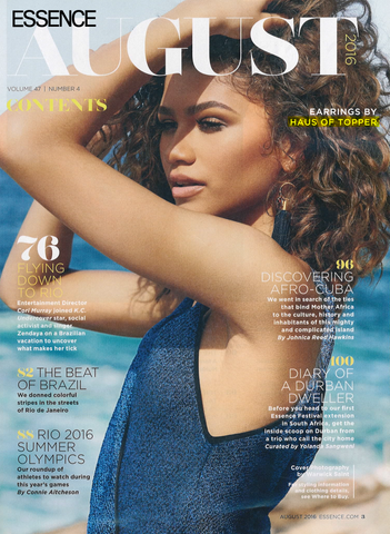 Haus of Topper Liz Ombre Tassel Earrings were shot in the August issue of Essence Magazine on actress/singer Zendaya 