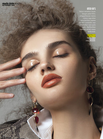 Ox blood crystal earrings by Haus of Topper in Marie Claire 