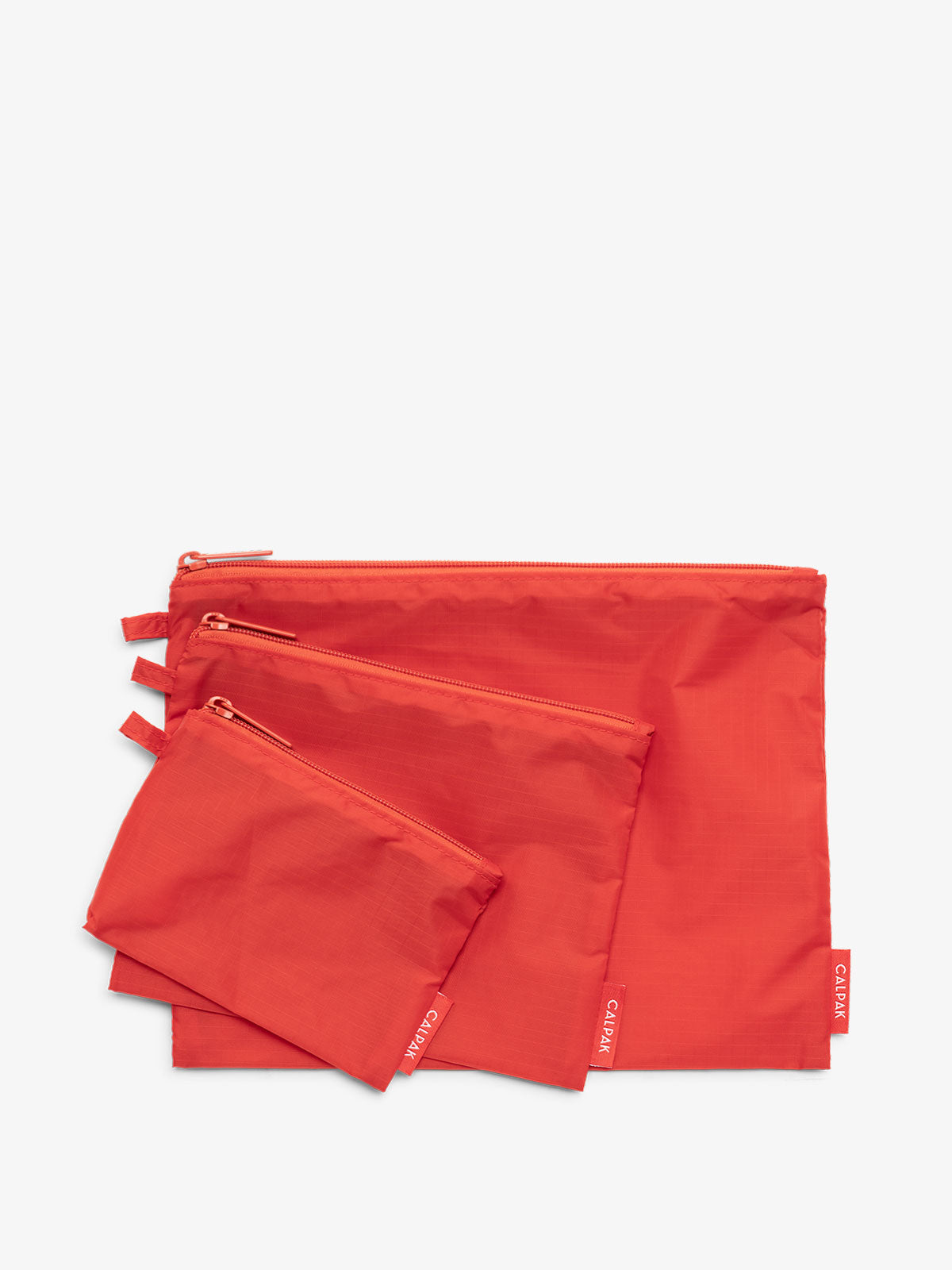 Calpak Compakt Zippered Pouch Set In Rouge In Red