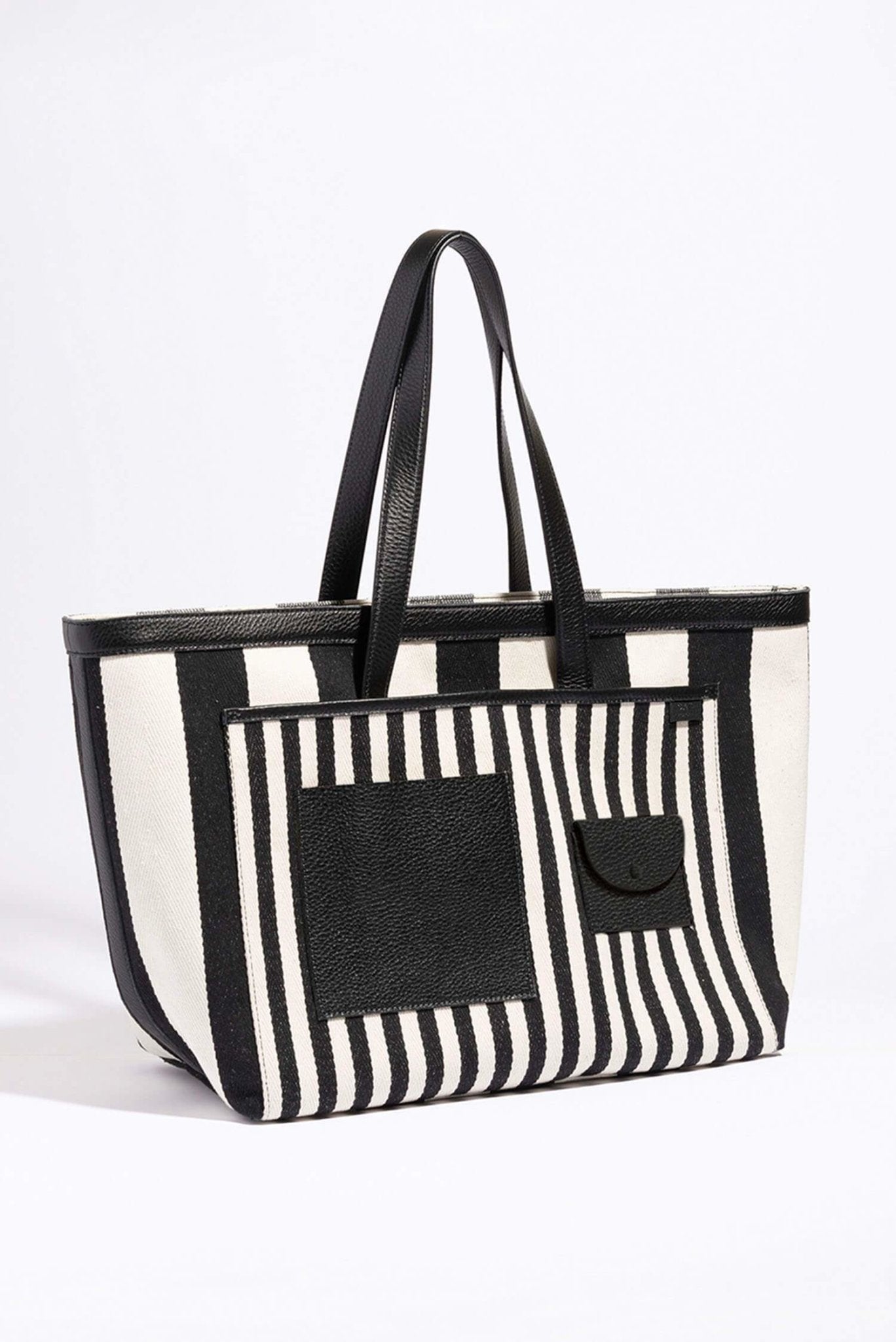 Striped Bobbi Tote - True Black