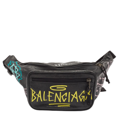 Black Leather Balenciaga Belt Bag