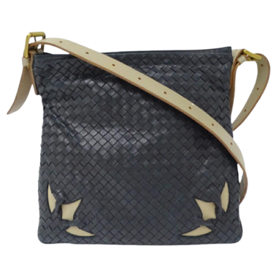 Vintage Navy Leather Bottega Veneta Shoulder Bag