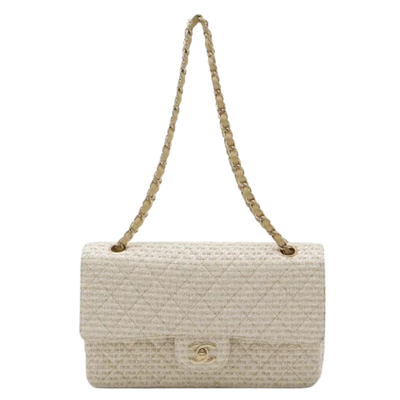 Beige Canvas Chanel Flap Bag