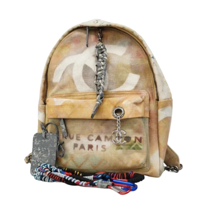 Vintage Beige Canvas Chanel Backpack