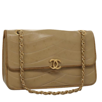 Pre-Owned Beige Leather Chanel Crossbody Bag