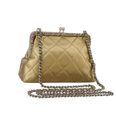 Vintage Beige Leather Chanel Shoulder Bag