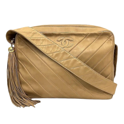 Pre-Owned Beige Leather Chanel Crossbody Bag