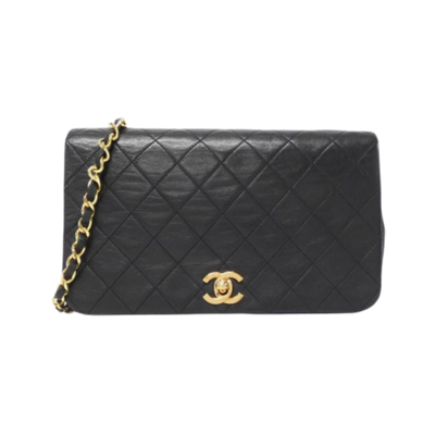 Black Leather Chanel Shoulder Bag